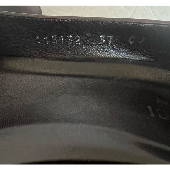 Gucci Dark Brown Calf Leather Gold GG Logo Block Heel Slip On Pumps Sz 7C - Picture 10 of 14